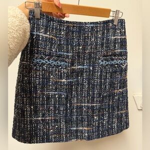 Sandro Navy Tweed Mini Skirt